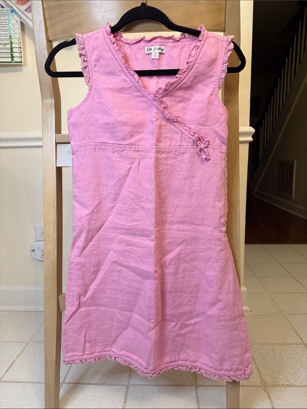 Vintage LinenOld Navy Pink Girls' Sleeveless Wrap-Front Dress